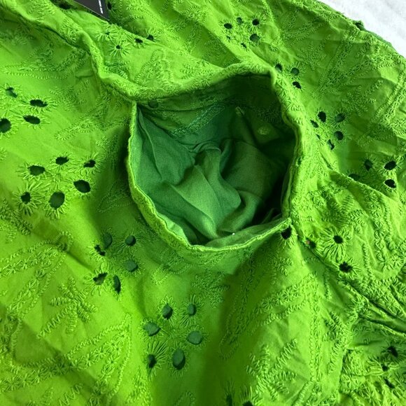 New York & Company Womens Green Ruffle-Sleeve Eyelet Shift Dress XXL Lined New - Picture 10 of 10